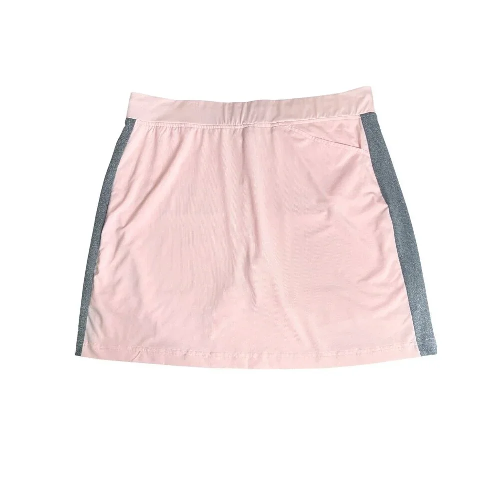 Sport Haley Skort Womens L Pink Gray Stretch Side Stripe Performance Activewear